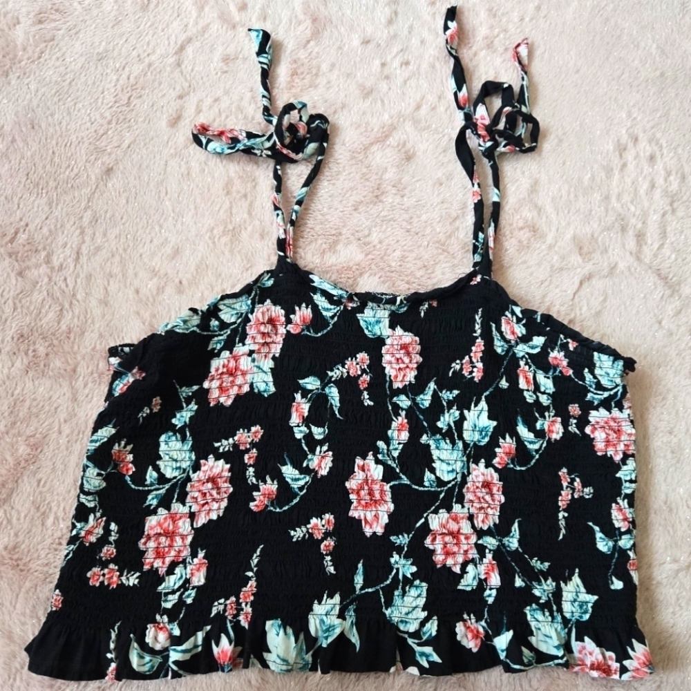 3/$20 BP Floral Black Sleeveless Top 1x